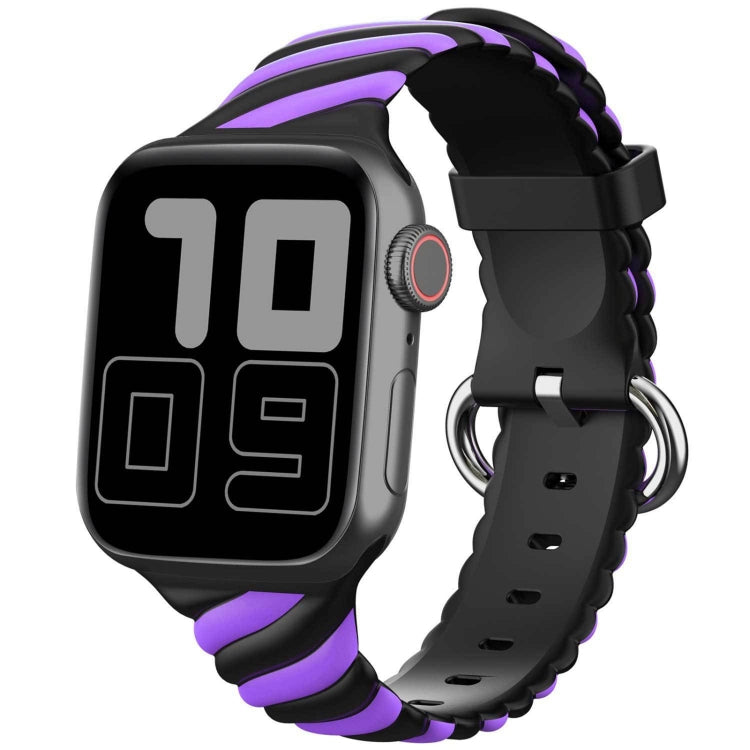 Bracelet de montre de remplacement en silicone Twist bicolore pour la série Apple Watch, 7 41mm / 6 & SE & 5 & 4 40mm / 3 & 2 & 1 38mm, 7 45mm / 6 & SE & 5 & 4 44mm / 3 & 2 & 1 42mm