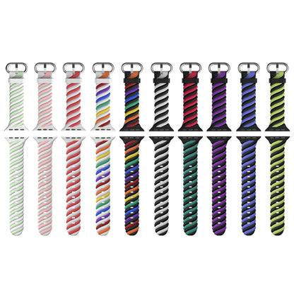 Bracelet de montre de remplacement en silicone Twist bicolore pour la série Apple Watch, 7 41mm / 6 & SE & 5 & 4 40mm / 3 & 2 & 1 38mm, 7 45mm / 6 & SE & 5 & 4 44mm / 3 & 2 & 1 42mm
