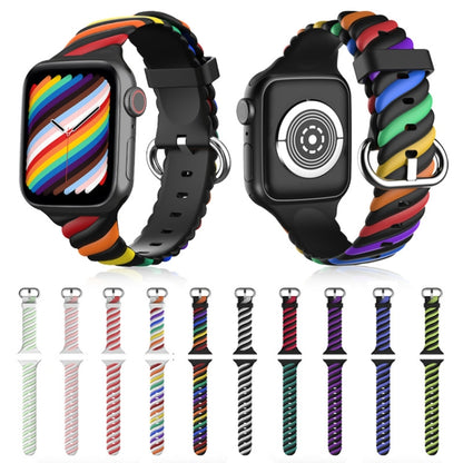 Bracelet de montre de remplacement en silicone Twist bicolore pour la série Apple Watch, 7 41mm / 6 & SE & 5 & 4 40mm / 3 & 2 & 1 38mm, 7 45mm / 6 & SE & 5 & 4 44mm / 3 & 2 & 1 42mm