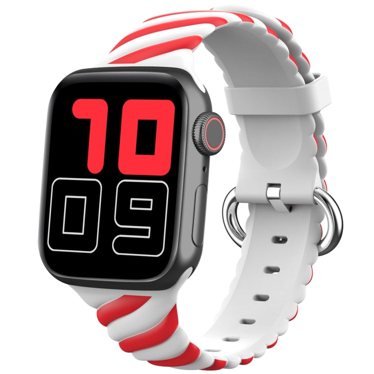 Bracelet de montre de remplacement en silicone Twist bicolore pour la série Apple Watch, 7 41mm / 6 & SE & 5 & 4 40mm / 3 & 2 & 1 38mm, 7 45mm / 6 & SE & 5 & 4 44mm / 3 & 2 & 1 42mm