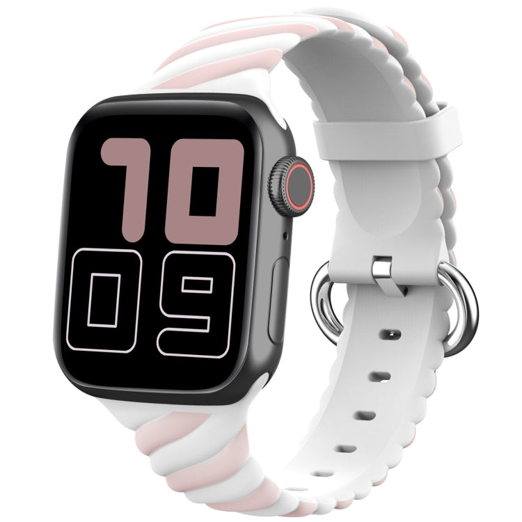 Bracelet de montre de remplacement en silicone Twist bicolore pour la série Apple Watch, 7 41mm / 6 & SE & 5 & 4 40mm / 3 & 2 & 1 38mm, 7 45mm / 6 & SE & 5 & 4 44mm / 3 & 2 & 1 42mm