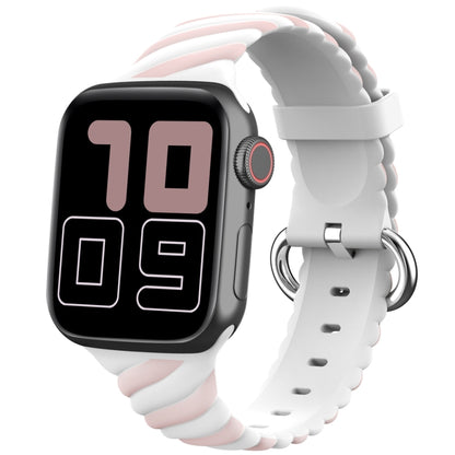 Bracelet de montre de remplacement en silicone Twist bicolore pour la série Apple Watch, 7 41mm / 6 & SE & 5 & 4 40mm / 3 & 2 & 1 38mm, 7 45mm / 6 & SE & 5 & 4 44mm / 3 & 2 & 1 42mm