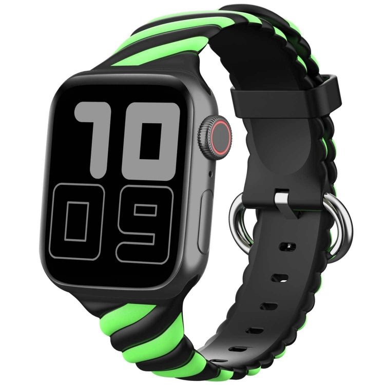 Bracelet de montre de remplacement en silicone Twist bicolore pour la série Apple Watch, 7 41mm / 6 & SE & 5 & 4 40mm / 3 & 2 & 1 38mm, 7 45mm / 6 & SE & 5 & 4 44mm / 3 & 2 & 1 42mm