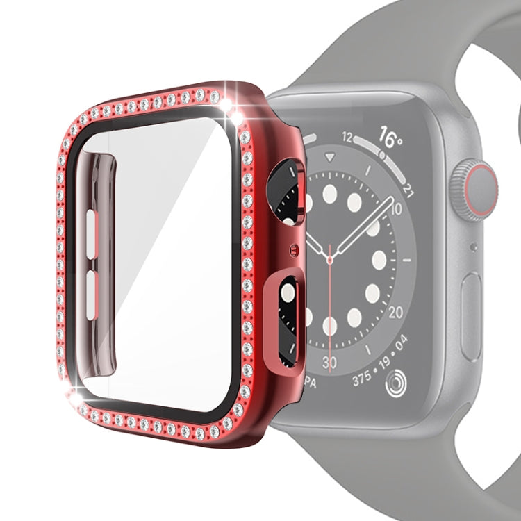 Étui de protection en diamant à une rangée PC pour galvanoplastie avec film en verre trempé pour la série Apple Watch, For Apple Watch Series 6 / 5 / 4 / Watch SE 40mm, For Apple Watch Series 6 / 5 / 4 / Watch SE 44mm