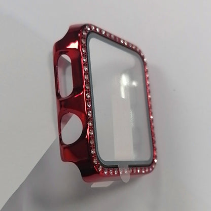 Étui de protection en diamant à une rangée PC pour galvanoplastie avec film en verre trempé pour la série Apple Watch, For Apple Watch Series 6 / 5 / 4 / Watch SE 40mm, For Apple Watch Series 6 / 5 / 4 / Watch SE 44mm