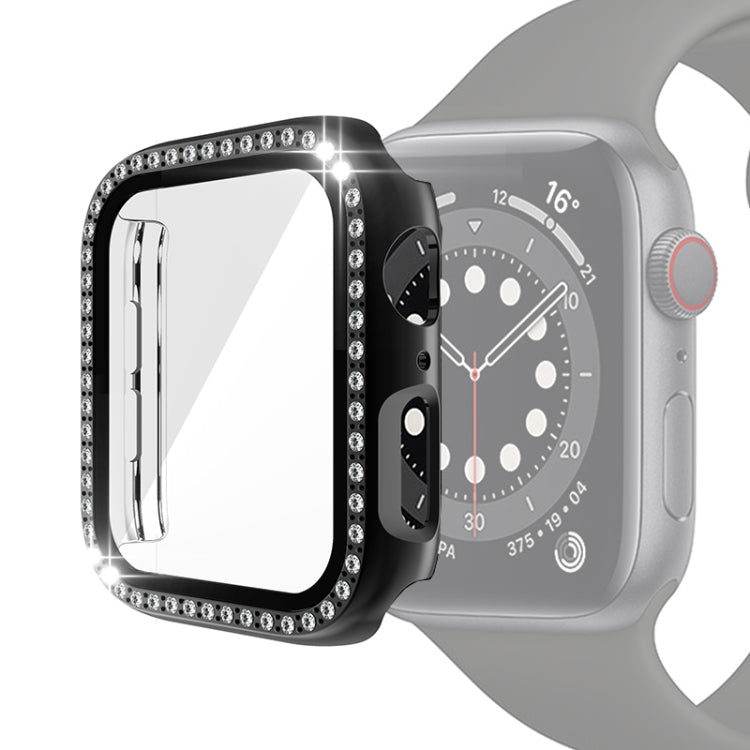 Étui de protection en diamant à une rangée PC pour galvanoplastie avec film en verre trempé pour la série Apple Watch, For Apple Watch Series 6 / 5 / 4 / Watch SE 40mm, For Apple Watch Series 6 / 5 / 4 / Watch SE 44mm