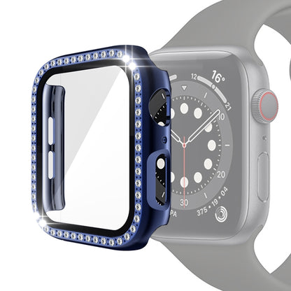 Étui de protection en diamant à une rangée PC pour galvanoplastie avec film en verre trempé pour la série Apple Watch, For Apple Watch Series 6 / 5 / 4 / Watch SE 40mm, For Apple Watch Series 6 / 5 / 4 / Watch SE 44mm