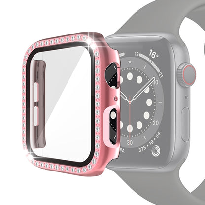 Étui de protection en diamant à une rangée PC pour galvanoplastie avec film en verre trempé pour la série Apple Watch, For Apple Watch Series 6 / 5 / 4 / Watch SE 40mm, For Apple Watch Series 6 / 5 / 4 / Watch SE 44mm