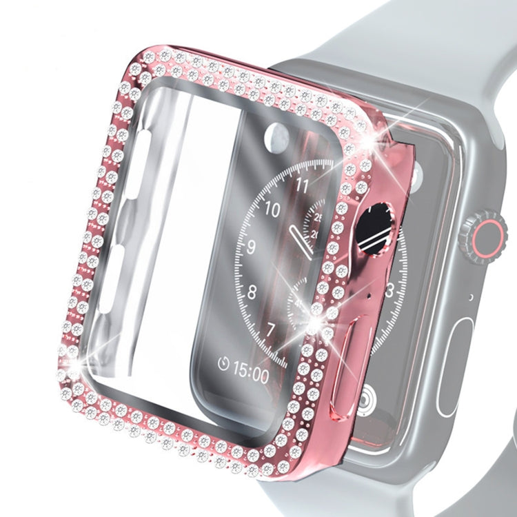 Étui de protection en diamant à double rangée PC pour galvanoplastie avec film en verre trempé pour la série Apple Watch, For Apple Watch Series 6 / 5 / 4 / Watch SE 40mm, For Apple Watch Series 6 / 5 / 4 / Watch SE 44mm