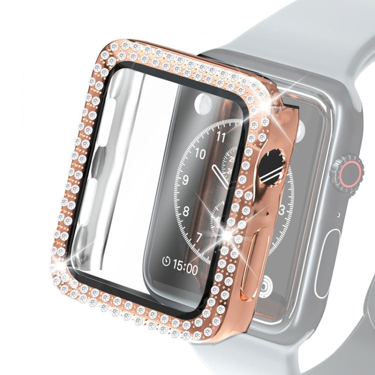 Étui de protection en diamant à double rangée PC pour galvanoplastie avec film en verre trempé pour la série Apple Watch, For Apple Watch Series 6 / 5 / 4 / Watch SE 40mm, For Apple Watch Series 6 / 5 / 4 / Watch SE 44mm
