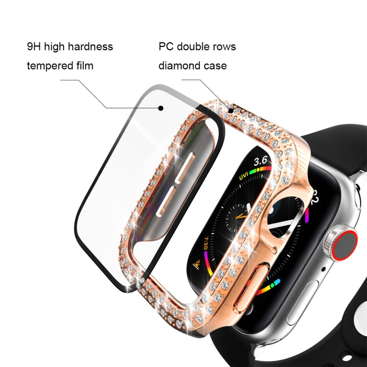 Étui de protection en diamant à double rangée PC pour galvanoplastie avec film en verre trempé pour la série Apple Watch, For Apple Watch Series 6 / 5 / 4 / Watch SE 40mm, For Apple Watch Series 6 / 5 / 4 / Watch SE 44mm