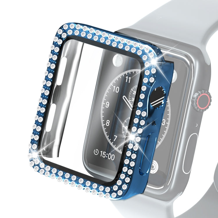 Étui de protection en diamant à double rangée PC pour galvanoplastie avec film en verre trempé pour la série Apple Watch, 3 & 2 & 1 38mm, 3 & 2 & 1 42mm