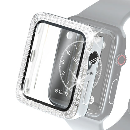 Étui de protection en diamant à double rangée PC pour galvanoplastie avec film en verre trempé pour la série Apple Watch, 3 & 2 & 1 38mm, 3 & 2 & 1 42mm