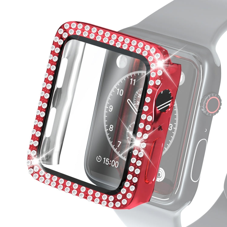 Étui de protection en diamant à double rangée PC pour galvanoplastie avec film en verre trempé pour la série Apple Watch, 3 & 2 & 1 38mm, 3 & 2 & 1 42mm