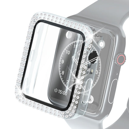 Étui de protection en diamant à double rangée PC pour galvanoplastie avec film en verre trempé pour la série Apple Watch, 3 & 2 & 1 38mm, 3 & 2 & 1 42mm