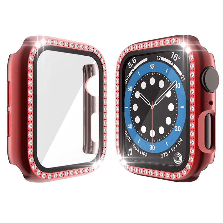 Étui de protection en diamant à une rangée PC pour galvanoplastie avec film en verre trempé pour la série Apple Watch, 3 & 2 & 1 38mm, 3 & 2 & 1 42mm