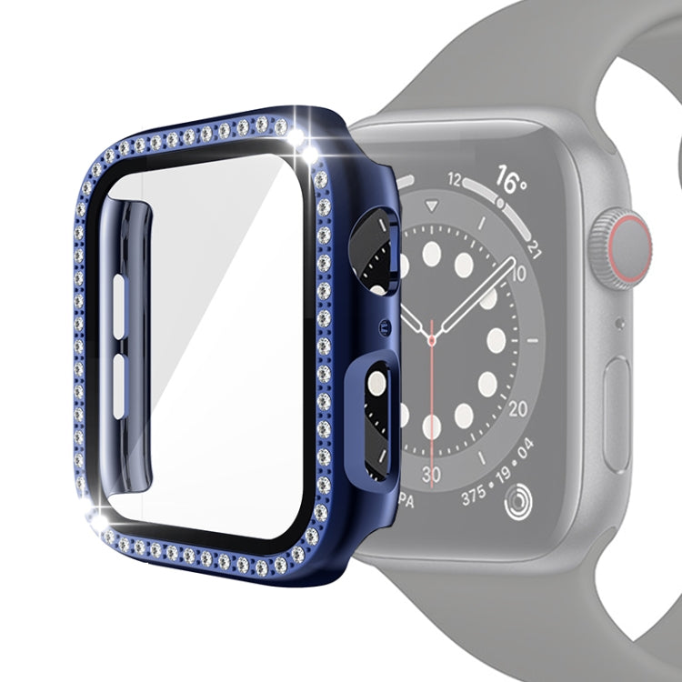 Étui de protection en diamant à une rangée PC pour galvanoplastie avec film en verre trempé pour la série Apple Watch, 3 & 2 & 1 38mm, 3 & 2 & 1 42mm
