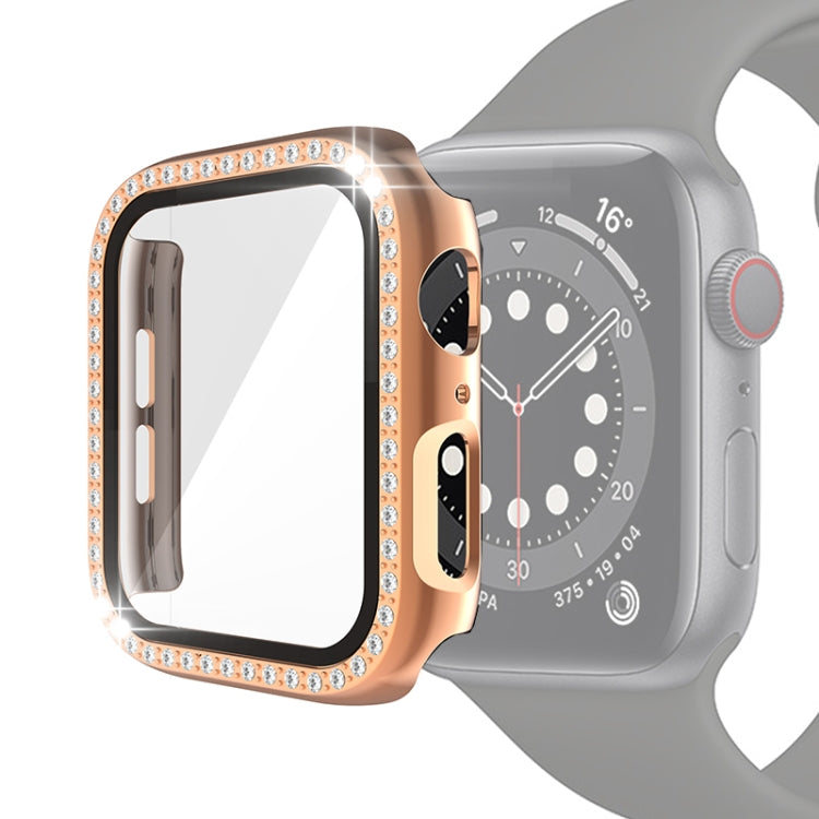 Étui de protection en diamant à une rangée PC pour galvanoplastie avec film en verre trempé pour la série Apple Watch, 3 & 2 & 1 38mm, 3 & 2 & 1 42mm