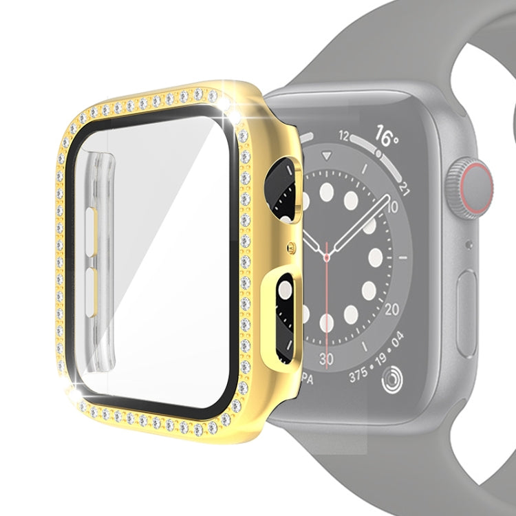 Étui de protection en diamant à une rangée PC pour galvanoplastie avec film en verre trempé pour la série Apple Watch, 3 & 2 & 1 38mm, 3 & 2 & 1 42mm