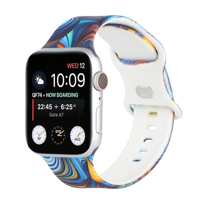 Bracelet de montre de remplacement imprimé à 8 boucles pour la série Apple Watch, 7 45mm / 6 & SE & 5 & 4 44mm / 3 & 2 & 1 42mm, 7 41mm / 6 & SE & 5 & 4 40mm / 3 & 2 & 1 38mm