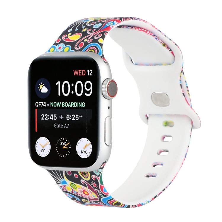 Bracelet de montre de remplacement imprimé à 8 boucles pour la série Apple Watch, 7 45mm / 6 & SE & 5 & 4 44mm / 3 & 2 & 1 42mm, 7 41mm / 6 & SE & 5 & 4 40mm / 3 & 2 & 1 38mm