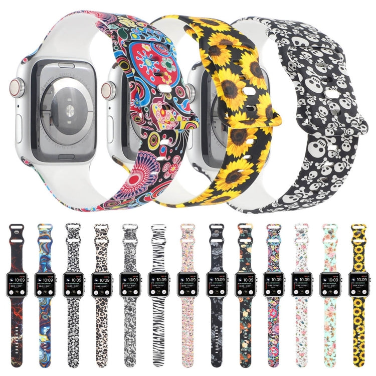Bracelet de montre de remplacement imprimé à 8 boucles pour la série Apple Watch, 7 45mm / 6 & SE & 5 & 4 44mm / 3 & 2 & 1 42mm, 7 41mm / 6 & SE & 5 & 4 40mm / 3 & 2 & 1 38mm