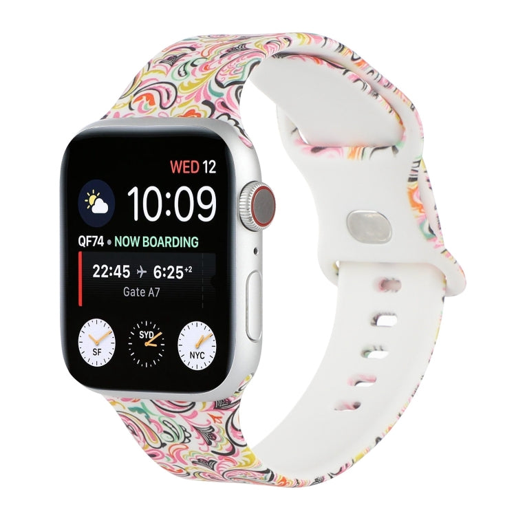 Bracelet de montre de remplacement imprimé à 8 boucles pour la série Apple Watch, 7 45mm / 6 & SE & 5 & 4 44mm / 3 & 2 & 1 42mm, 7 41mm / 6 & SE & 5 & 4 40mm / 3 & 2 & 1 38mm