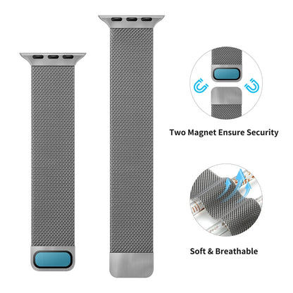 Bracelet de montre de remplacement à élasticité magnétique milanaise à double section pour la série Apple Watch, 7 45mm / 6 & SE & 5 & 4 44mm / 3 & 2 & 1 42mm, 7 41mm / 6 & SE & 5 & 4 40mm / 3 & 2 & 1 38mm