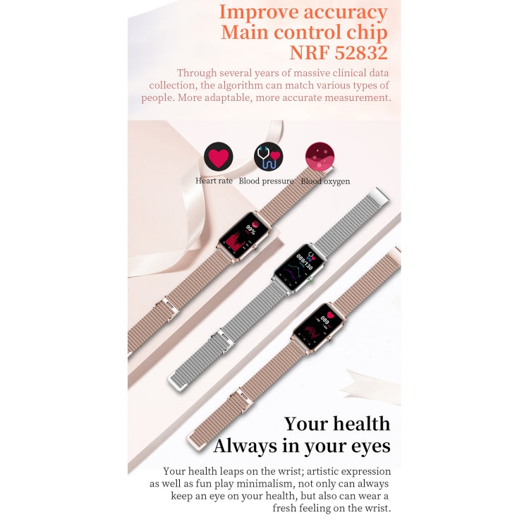 ZX19 1,45 pouces écran HD Bluetooth 5.0 IP68 montre intelligente étanche pour femmes, moniteur de sommeil de soutien/rappel de cycle menstruel/moniteur de fréquence cardiaque/surveillance de l'oxygène sanguin, style : bracelet milanais                 ...