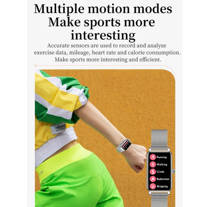 ZX19 1,45 pouces écran HD Bluetooth 5.0 IP68 montre intelligente étanche pour femmes, moniteur de sommeil de soutien/rappel de cycle menstruel/moniteur de fréquence cardiaque/surveillance de l'oxygène sanguin, style : bracelet milanais                 ...