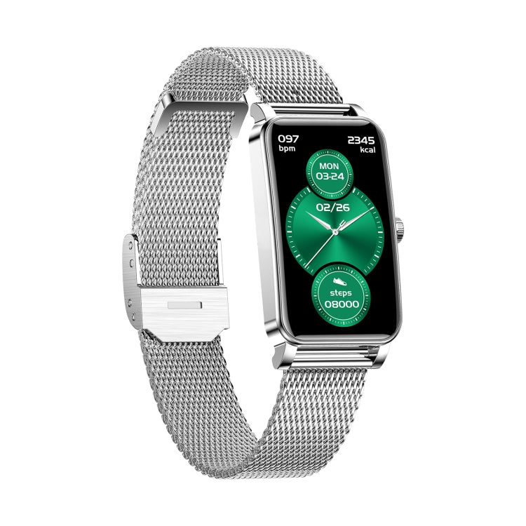 ZX19 1,45 pouces écran HD Bluetooth 5.0 IP68 montre intelligente étanche pour femmes, moniteur de sommeil de soutien/rappel de cycle menstruel/moniteur de fréquence cardiaque/surveillance de l'oxygène sanguin, style : bracelet en acier                 ...