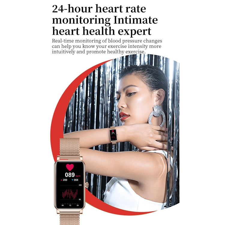 ZX19 1,45 pouces écran HD Bluetooth 5.0 IP68 montre intelligente étanche pour femmes, moniteur de sommeil de soutien/rappel de cycle menstruel/moniteur de fréquence cardiaque/surveillance de l'oxygène sanguin, style : bracelet en acier                 ...