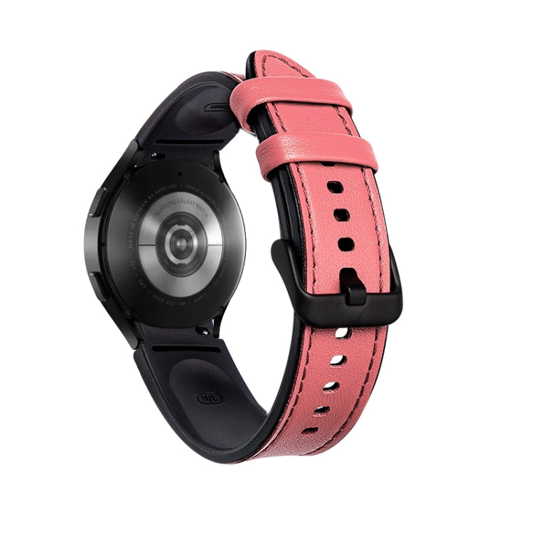 Bracelet de rechange en silicone + cuir avec boucle noire, For Samsung Galaxy Watch4
