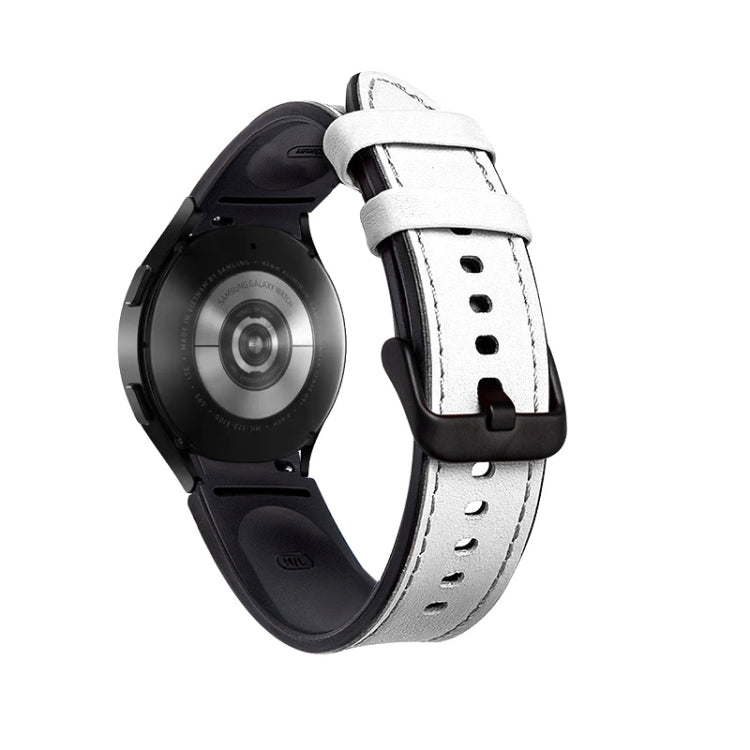Bracelet de rechange en silicone + cuir avec boucle noire, For Samsung Galaxy Watch4