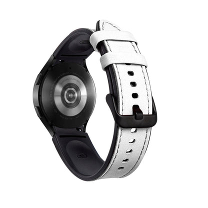 Bracelet de rechange en silicone + cuir avec boucle noire, For Samsung Galaxy Watch4