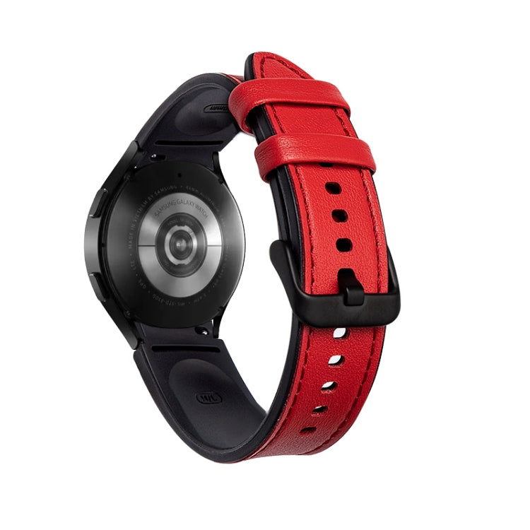 Bracelet de rechange en silicone + cuir avec boucle noire, For Samsung Galaxy Watch4