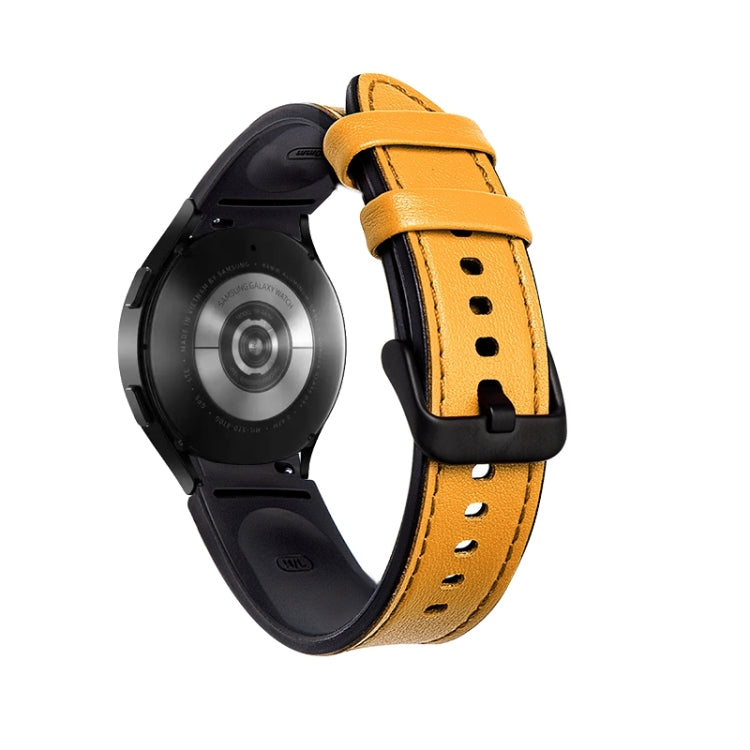 Bracelet de rechange en silicone + cuir avec boucle noire, For Samsung Galaxy Watch4