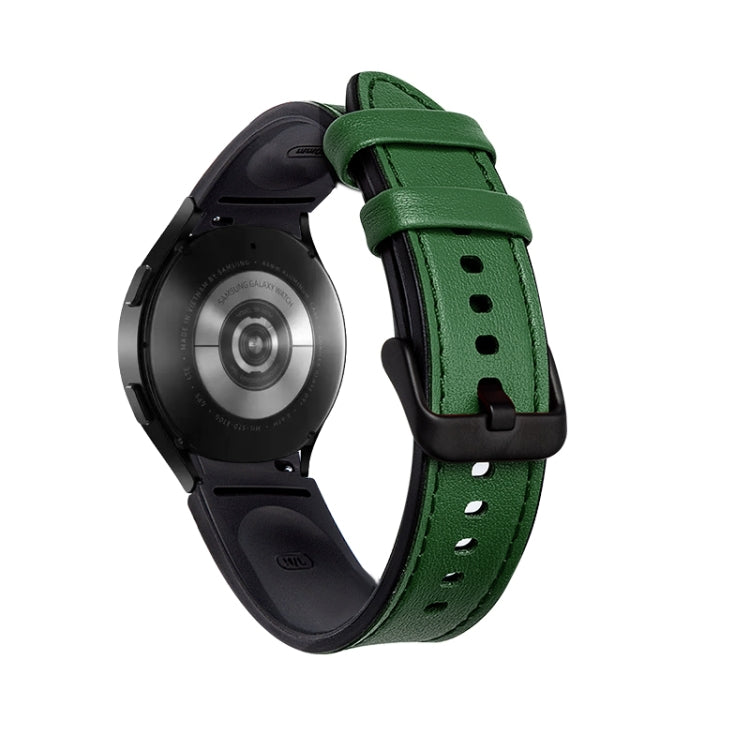 Bracelet de rechange en silicone + cuir avec boucle noire, For Samsung Galaxy Watch4