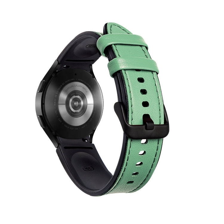 Bracelet de rechange en silicone + cuir avec boucle noire, For Samsung Galaxy Watch4