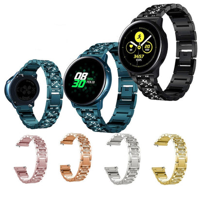 Bracelet de montre à bracelet de rechange en acier diamanté à trois perles, For Samsung Galaxy Watch Active2