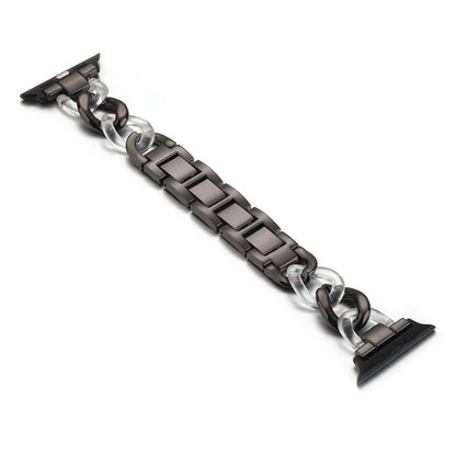 Bracelet de montre de remplacement en acier diamanté à cinq perles pour la série Apple Watch, 7 41mm / 6 & SE & 5 & 4 40mm / 3 & 2 & 1 38mm, 7 45mm / 6 & SE & 5 & 4 44mm / 3 & 2 & 1 42mm