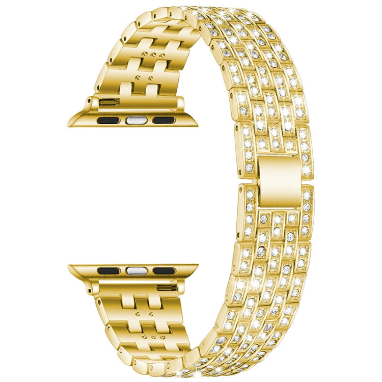 Bracelet de montre de remplacement en acier diamanté à cinq perles pour la série Apple Watch, 7 41mm / 6 & SE & 5 & 4 40mm / 3 & 2 & 1 38mm, 7 45mm / 6 & SE & 5 & 4 44mm / 3 & 2 & 1 42mm