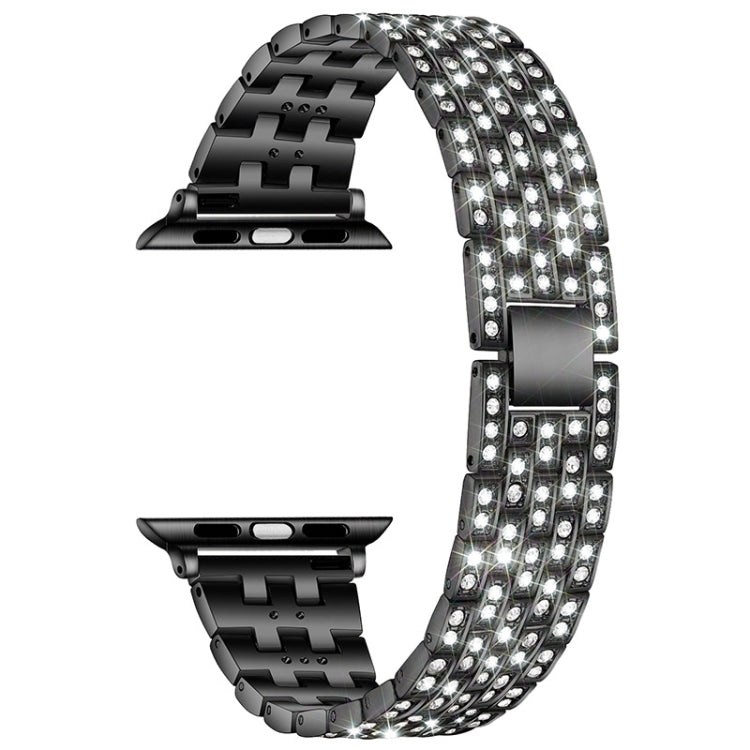 Bracelet de montre de remplacement en acier diamanté à cinq perles pour la série Apple Watch, 7 41mm / 6 & SE & 5 & 4 40mm / 3 & 2 & 1 38mm, 7 45mm / 6 & SE & 5 & 4 44mm / 3 & 2 & 1 42mm
