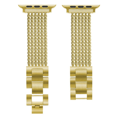 Bracelet de montre de remplacement en acier à six chaînes et trois perles pour la série Apple Watch, 7 41mm / 6 & SE & 5 & 4 40mm / 3 & 2 & 1 38mm, 7 45mm / 6 & SE & 5 & 4 44mm / 3 & 2 & 1 42mm