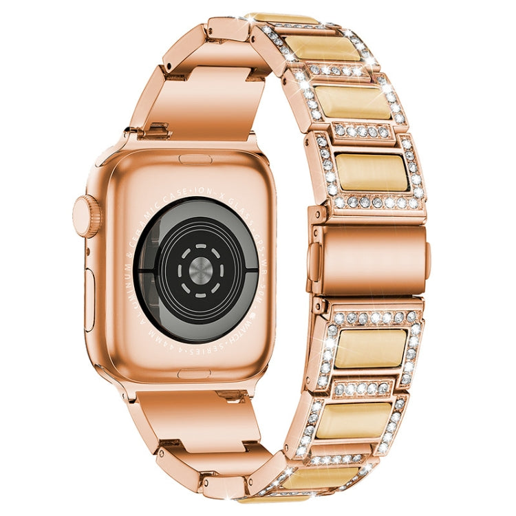 Bracelet de montre de remplacement à trois perles avec diamants et pierres précieuses pour la série Apple Watch, 7 41mm / 6 & SE & 5 & 4 40mm / 3 & 2 & 1 38mm, 7 45mm / 6 & SE & 5 & 4 44mm / 3 & 2 & 1 42mm