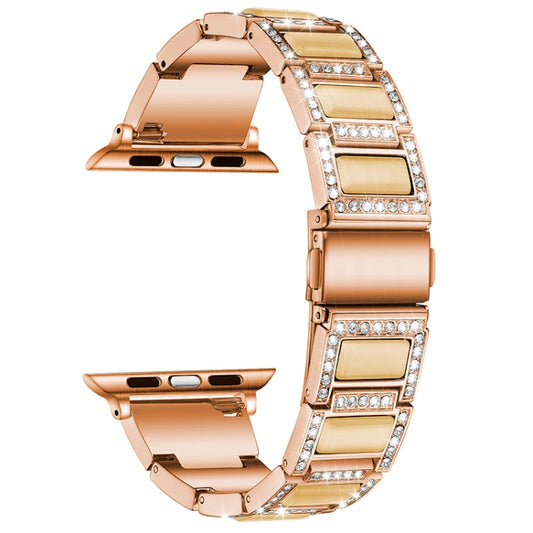 Bracelet de montre de remplacement à trois perles avec diamants et pierres précieuses pour la série Apple Watch, 7 41mm / 6 & SE & 5 & 4 40mm / 3 & 2 & 1 38mm, 7 45mm / 6 & SE & 5 & 4 44mm / 3 & 2 & 1 42mm