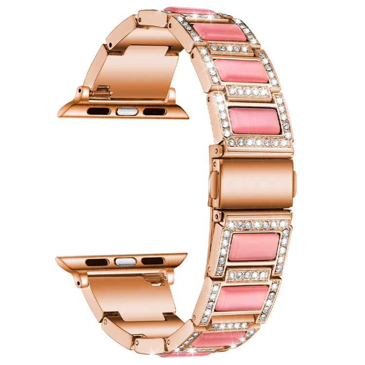 Bracelet de montre de remplacement à trois perles avec diamants et pierres précieuses pour la série Apple Watch, 7 41mm / 6 & SE & 5 & 4 40mm / 3 & 2 & 1 38mm, 7 45mm / 6 & SE & 5 & 4 44mm / 3 & 2 & 1 42mm