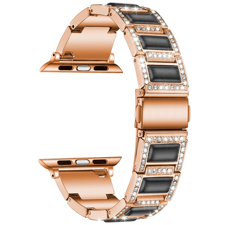 Bracelet de montre de remplacement à trois perles avec diamants et pierres précieuses pour la série Apple Watch, 7 41mm / 6 & SE & 5 & 4 40mm / 3 & 2 & 1 38mm, 7 45mm / 6 & SE & 5 & 4 44mm / 3 & 2 & 1 42mm