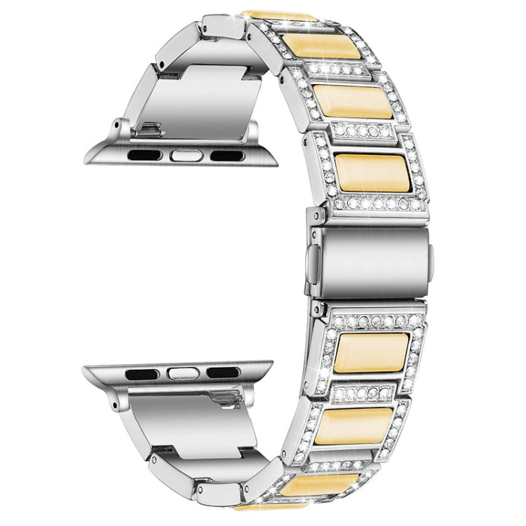 Bracelet de montre de remplacement à trois perles avec diamants et pierres précieuses pour la série Apple Watch, 7 41mm / 6 & SE & 5 & 4 40mm / 3 & 2 & 1 38mm, 7 45mm / 6 & SE & 5 & 4 44mm / 3 & 2 & 1 42mm