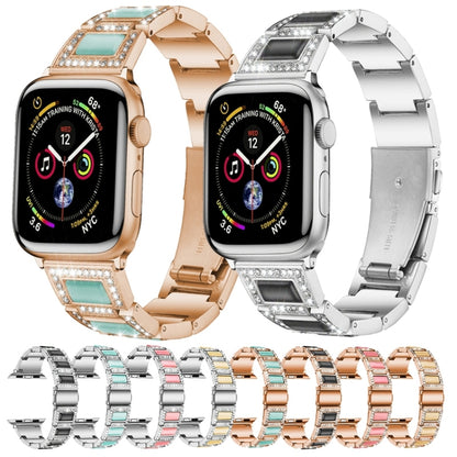 Bracelet de montre de remplacement à trois perles avec diamants et pierres précieuses pour la série Apple Watch, 7 41mm / 6 & SE & 5 & 4 40mm / 3 & 2 & 1 38mm, 7 45mm / 6 & SE & 5 & 4 44mm / 3 & 2 & 1 42mm
